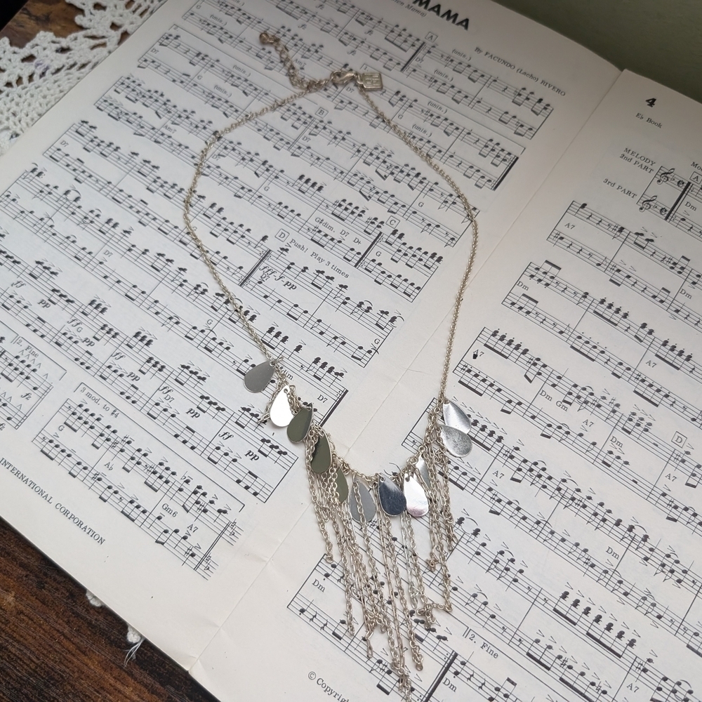Elegant Silver Necklace with Fringe Detailing